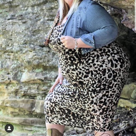 Plus Size Leopard sheer strappy dress - Picture 1 of 3